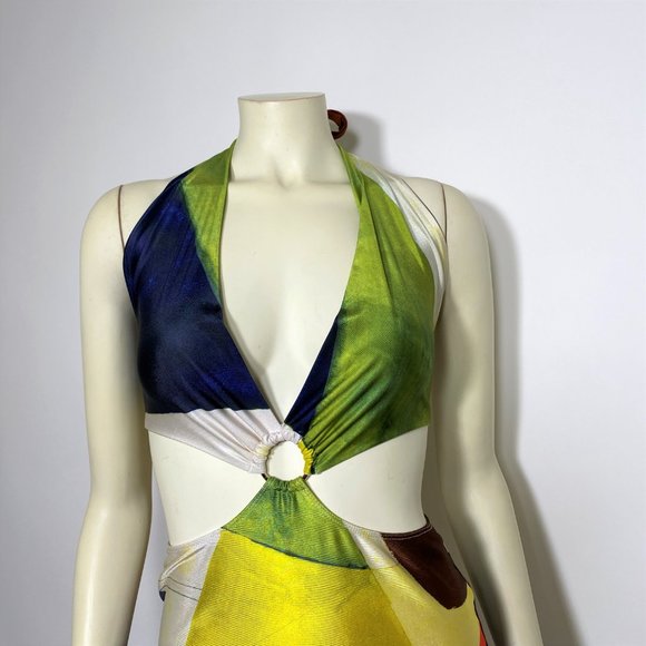 FARAI LONDON Multicolor Cut-Out 'Gaia' Mini Halter Dress - Picture 6 of 7